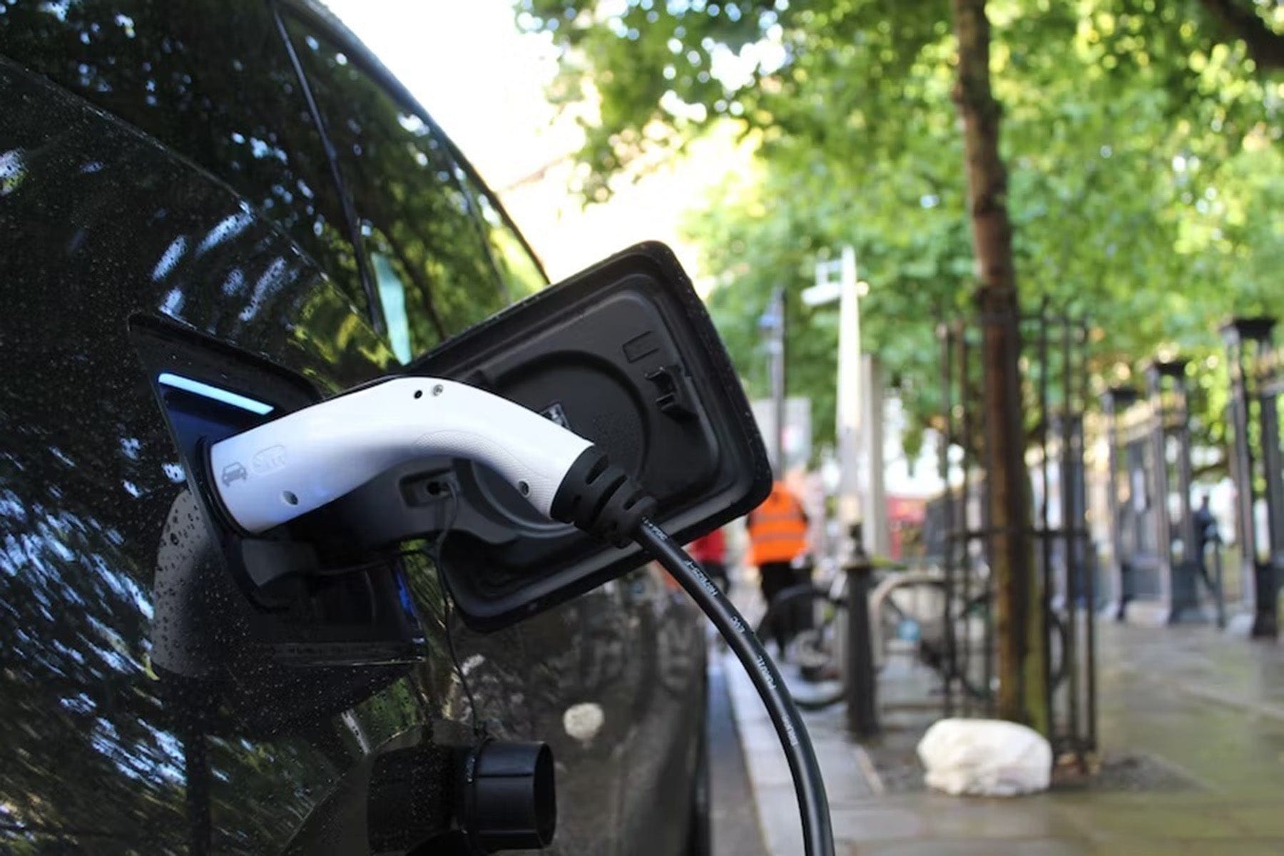 EV plug in charger city street