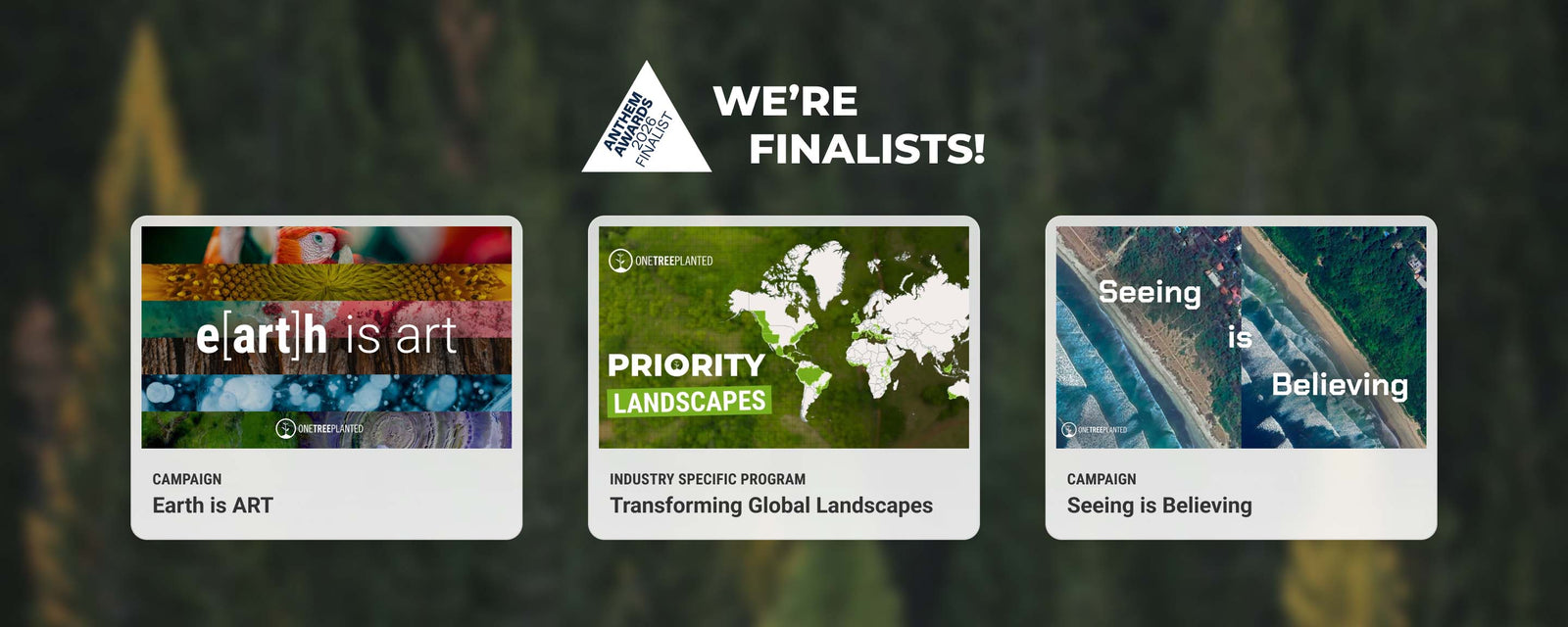One Tree Planted Named a Finalist in 2026 Anthem Awards