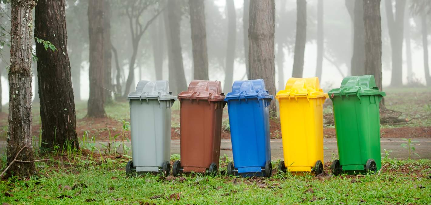 colorful recycling bins