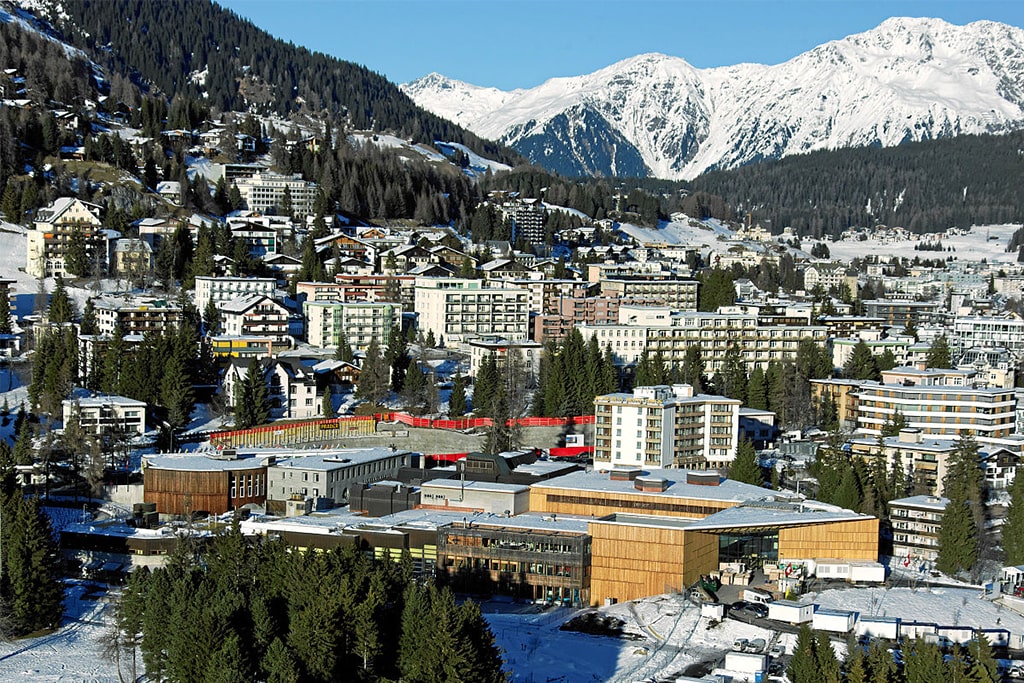 Aerial image of Davos, Switzerland, at World Economic Forum
