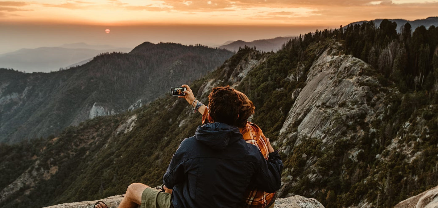 young couple mountain scene