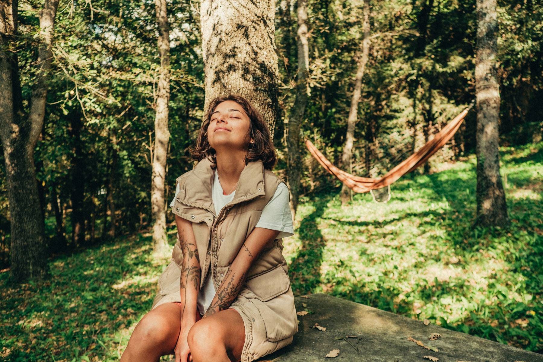 woman forest bathing