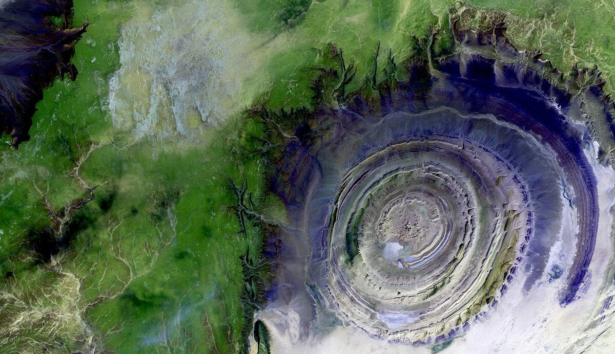 Aerial view of Richat Structure, Maur Adrar Desert, Africa