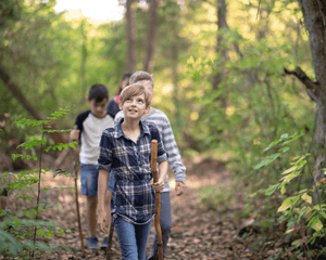 Young children exploring the wilderness in the United Kingdom